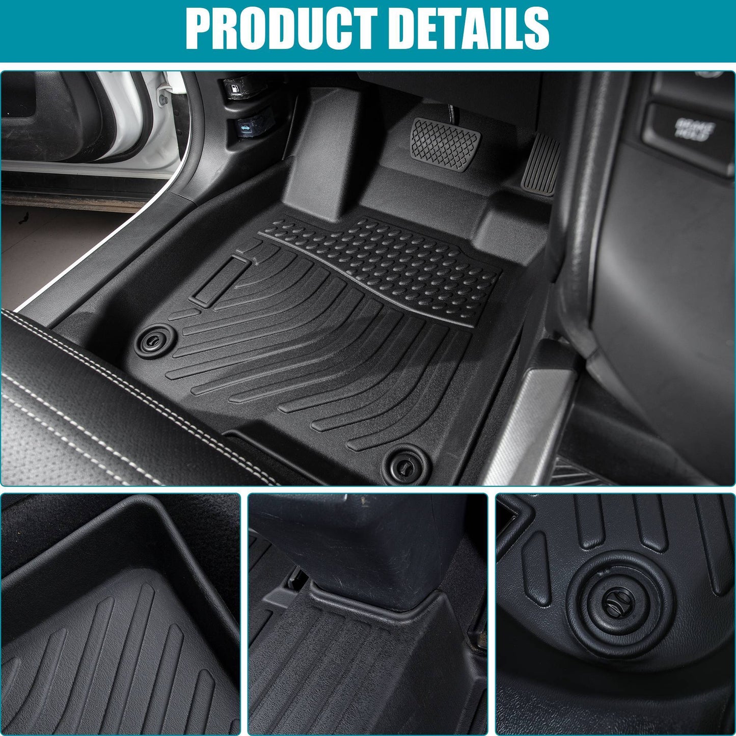 Car Floor Mats For 2020-2022 Ford Escape All-Weather TPE Rubber Cargo Liners