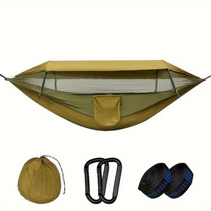 2025 Upgraded Double Layer Camping Hammock. 210D Nylon Mesh Camping Hammock. Sunscreen And Insect Repellent Double Zipper Design. Portable Outdoor Gear With Carabiner. Load Capacity 500lbs