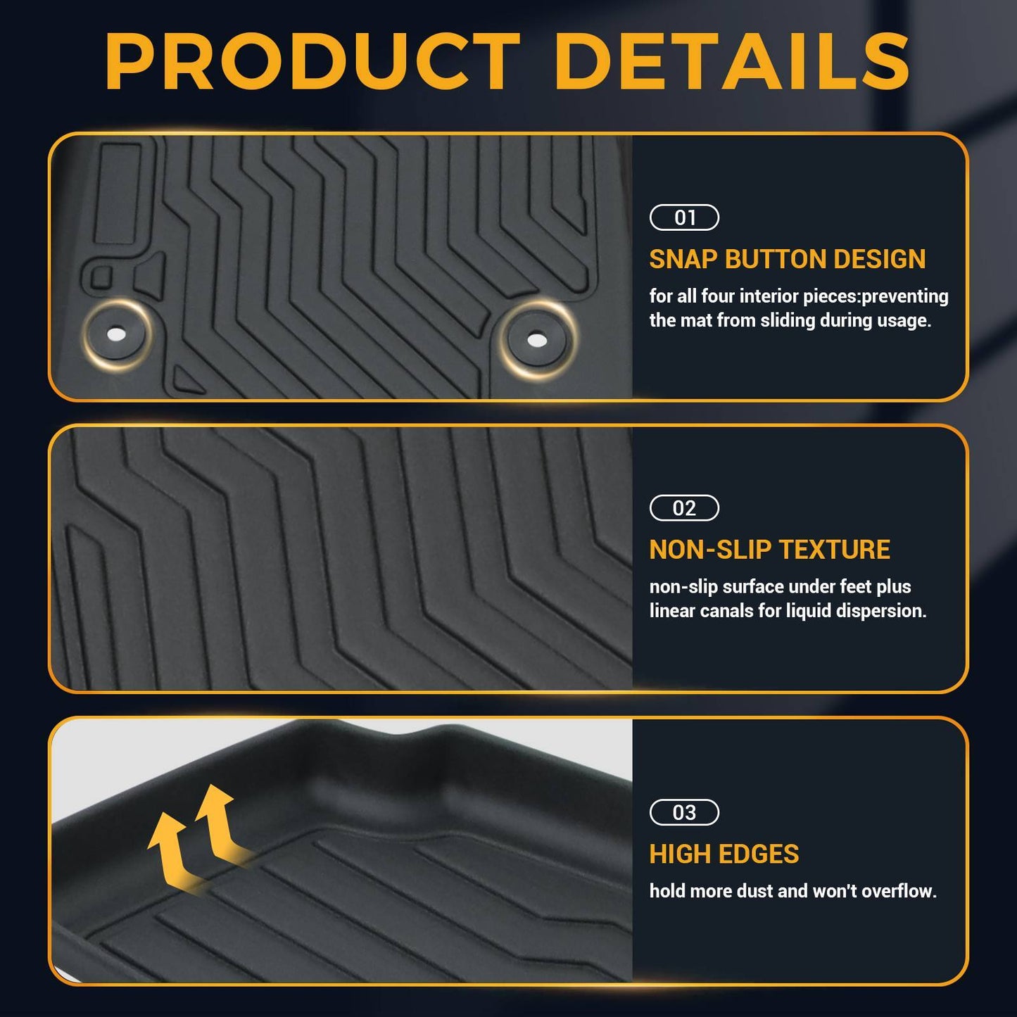 All Weather Car Floor Mats For 2014-2021 Tundra Double Cab Crew Max Cab