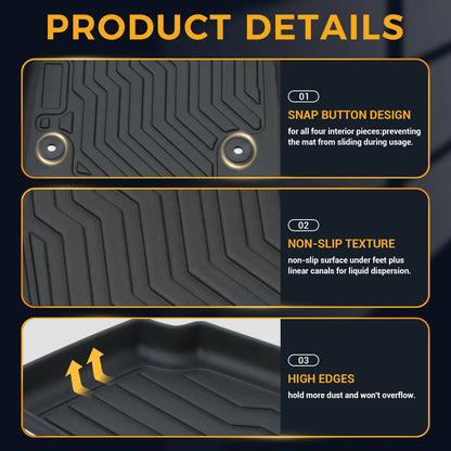 All Weather Car Floor Mats For 2014-2021 Tundra Double Cab Crew Max Cab