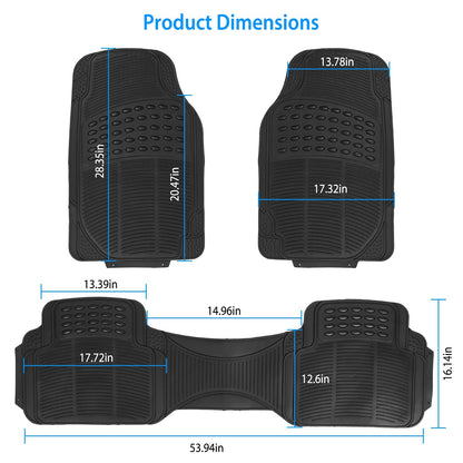 Set Of 3Pcs Automotive Floor Mats Set Front Rear PVC Rubber Floor Mats Heavy Duty Drive Vehicle Car Mats With Trimmable Design Fit Most Cars SUVs Trucks