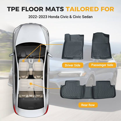 Car Floor Mats For 22-23 Civic Si Civic Sedan All-Weather