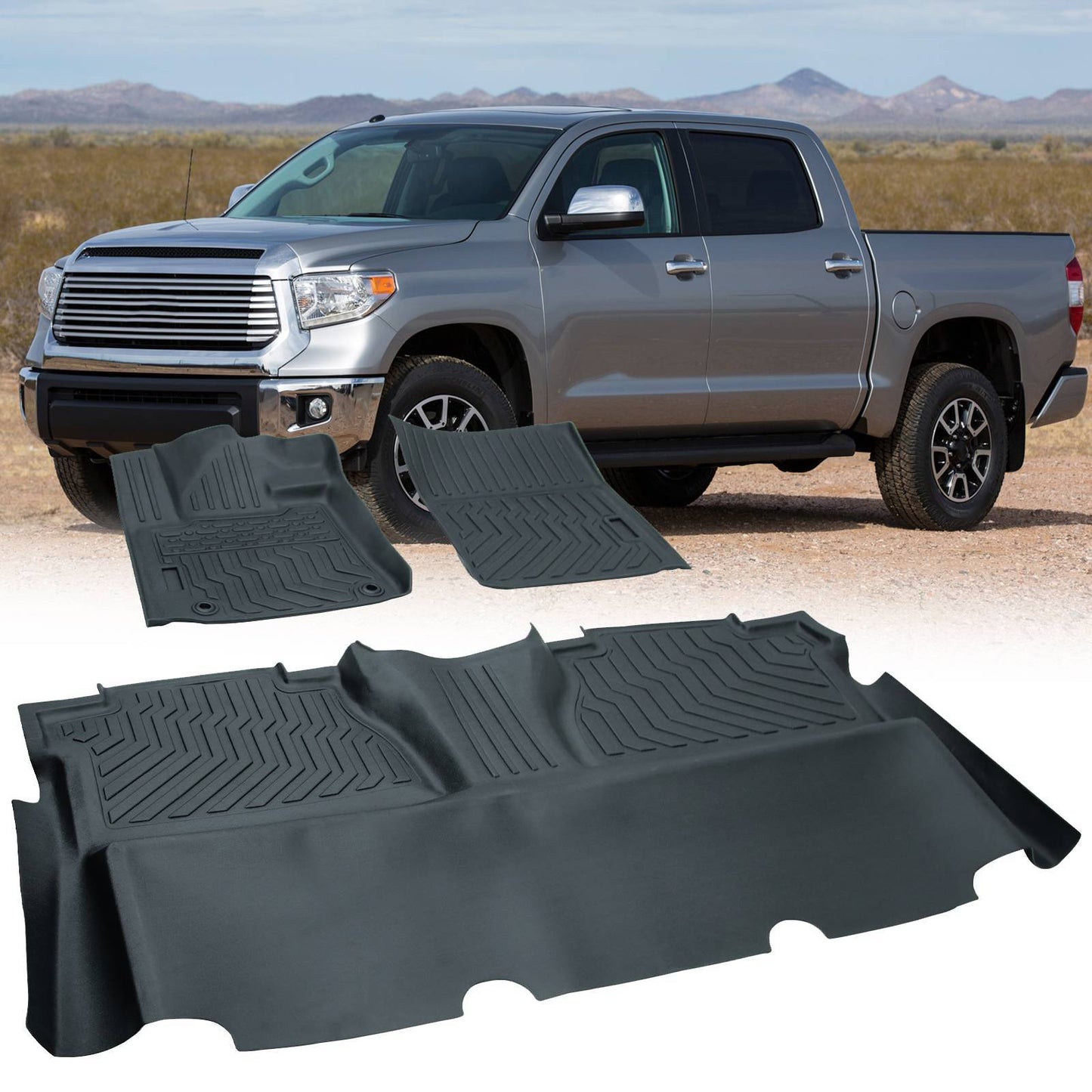 All Weather Car Floor Mats For 2014-2021 Tundra Double Cab Crew Max Cab