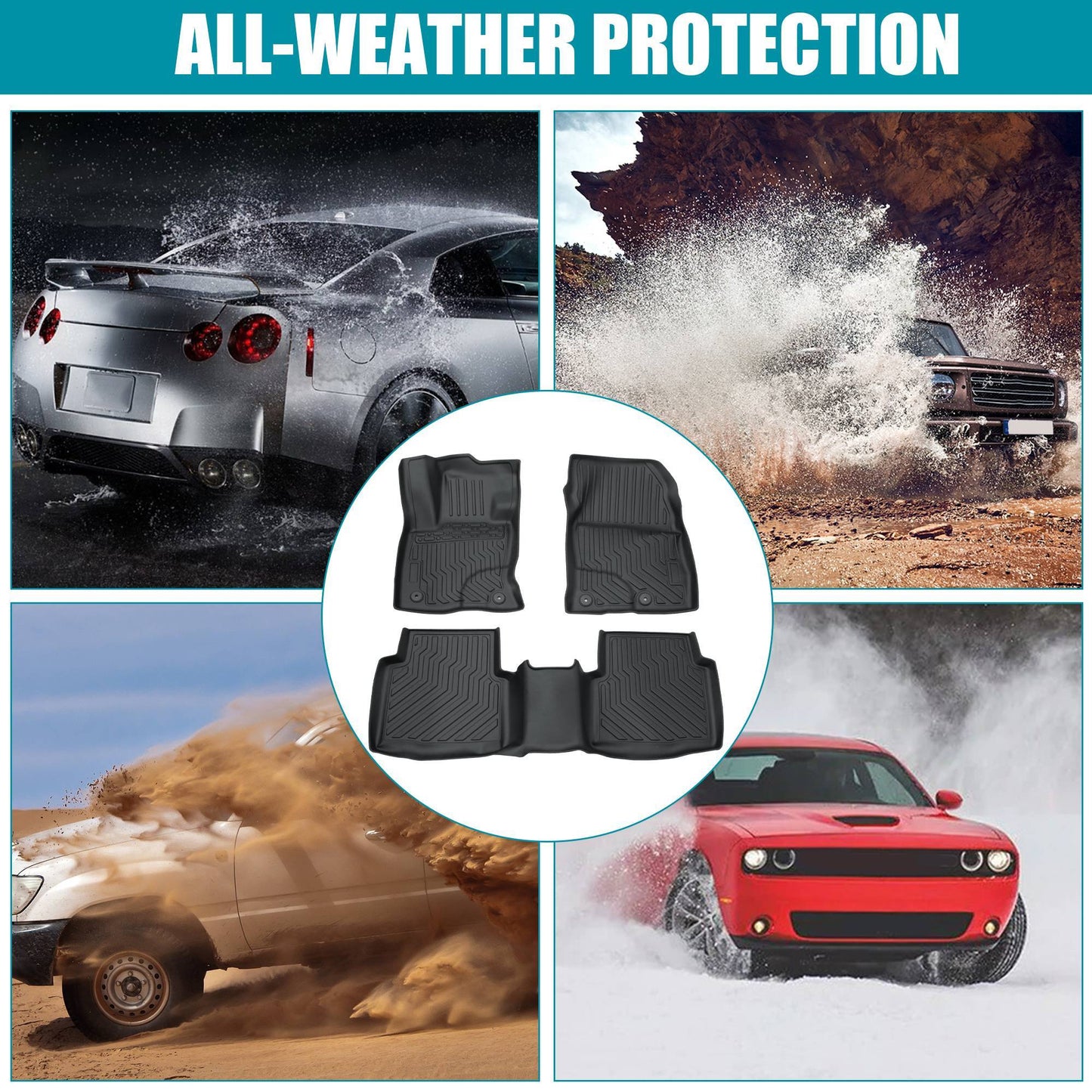 Car Floor Mats For 2020-2022 Ford Escape All-Weather TPE Rubber Cargo Liners