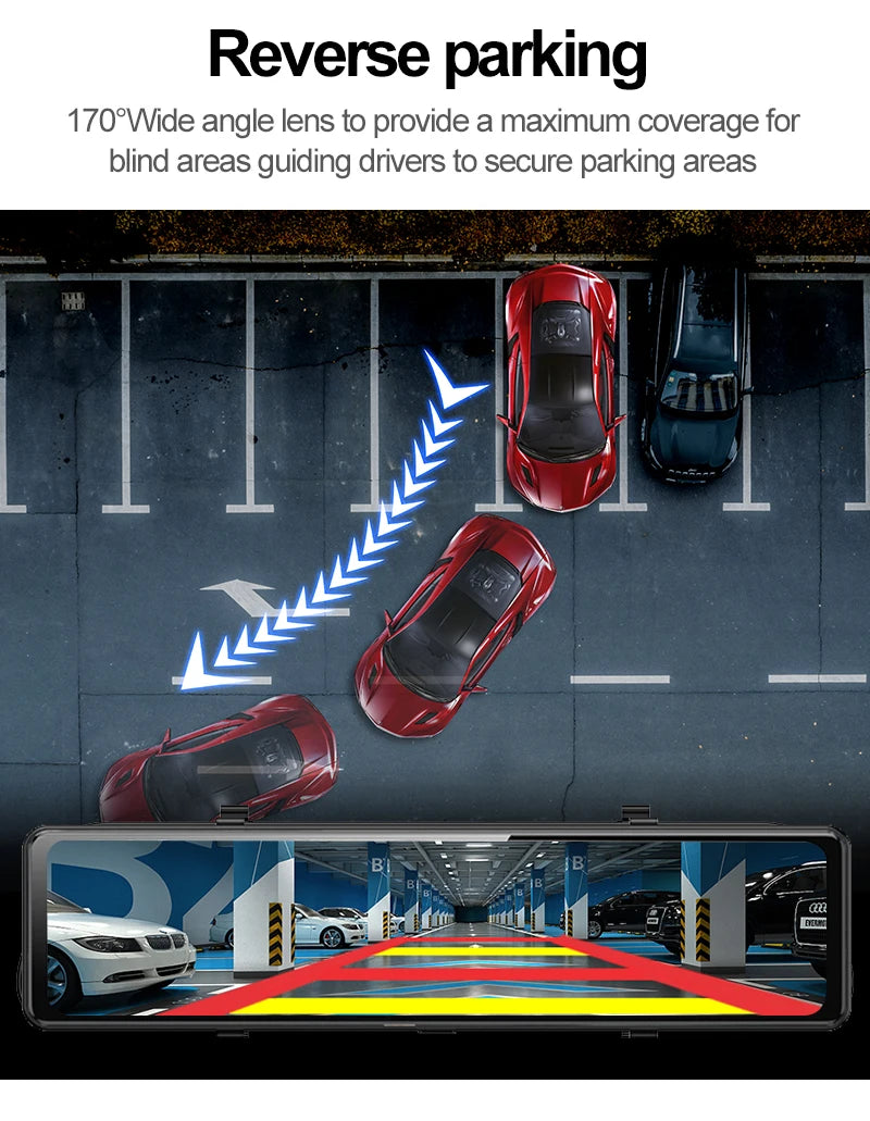 4K Car Video Recorder 12'' Rearview Mirror Car Dvr Sony IMX415 Ultra HD 3840*2160P Dash Cam With GPS Night Vision Reverse Camera