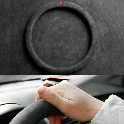 Car Steering Wheel Covers Cowhide Suede Steering Wheel Cover Wrap Universal 37-38cm Breathable Steering Covers Car Accessories