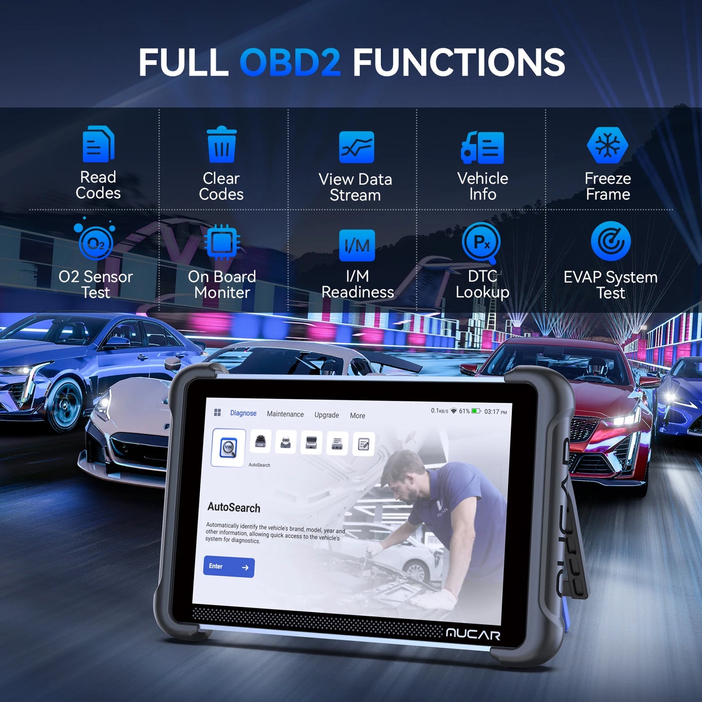 MUCAR 892BT Free AI CANFD DoIP Car Diagnostic Tools All System Auto Scan Tool ECU Coding Bi-Directional OBD2 Scanner 35 Resets