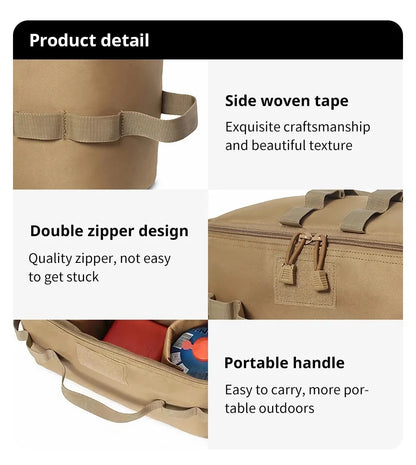 Outdoor Camping Gas Tank Storage Bag, Large Capacity Ground Nail Tool Bag, Gas Canister Picnic Cookware Utensils Kit Bag