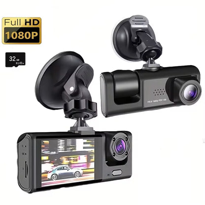 Dash Cam W/ IR Night Vision Loop Recording & 2" IPS Screen 1080P 3 Camera ， DVR recorder, video recorder, Vehicle DVR