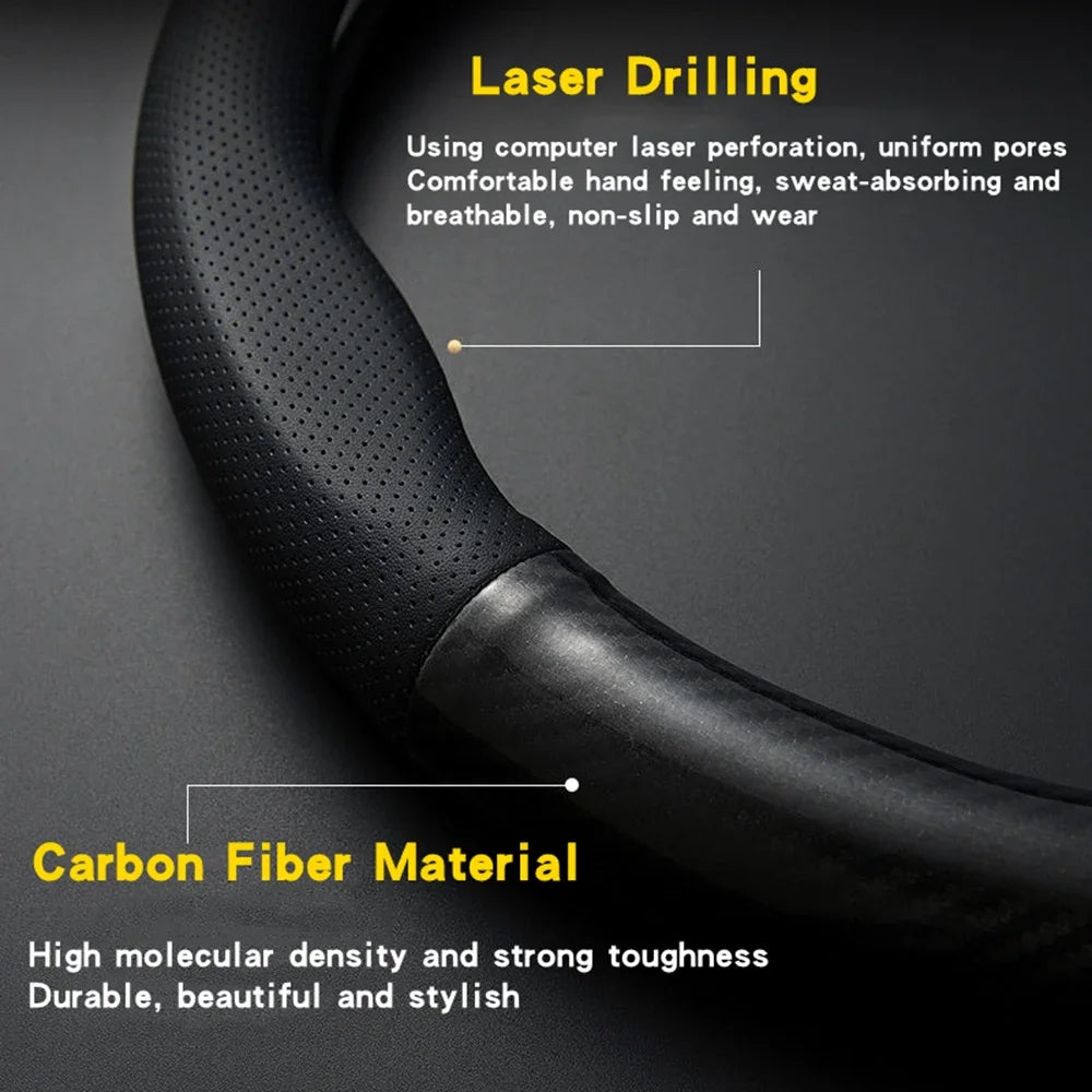Universal Car Steering Wheel Cover. Carbon Fiber Leather Three-dimensional Anti Slip cover.