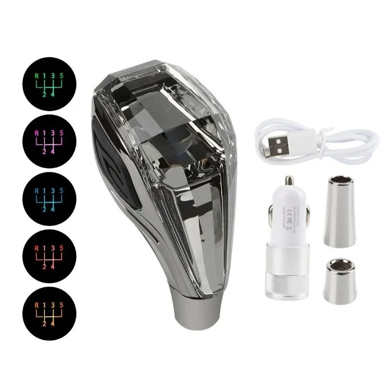 Crystal Multicolor LED Light Car Gear Shift Knob. Universal Modified Lever Handball
