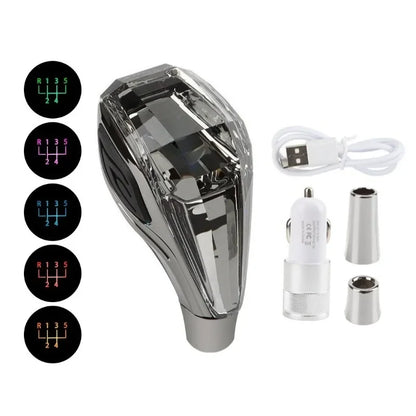 Crystal Multicolor LED Light Car Gear Shift Knob. Universal Modified Lever Handball