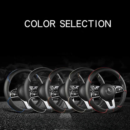 All Seasons Leather Diamond Steering Wheel Cover Universal Fit for 14 .5-15 Inch Durable Leather Cover Anti-Slip Veins Design