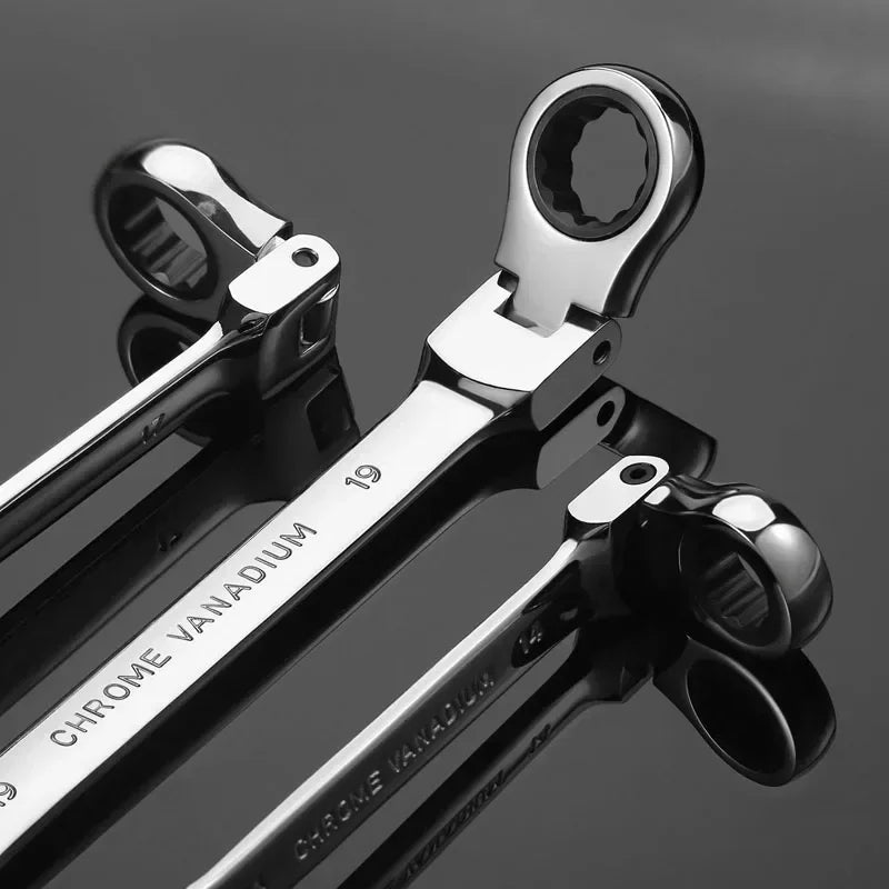 Car Flex Head Ratcheting Wrench Set- 8-17mm Metric Ratchet Combination Wrenches CrV Gear Spanner Ratchet Wrench Set Tools amagi