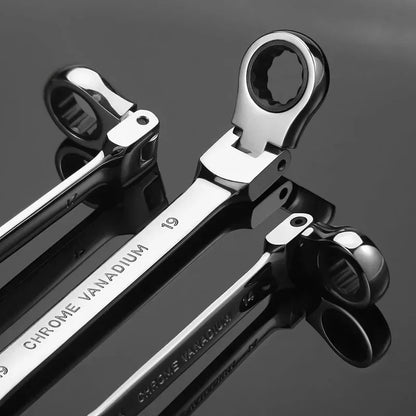 Car Flex Head Ratcheting Wrench Set- 8-17mm Metric Ratchet Combination Wrenches CrV Gear Spanner Ratchet Wrench Set Tools amagi