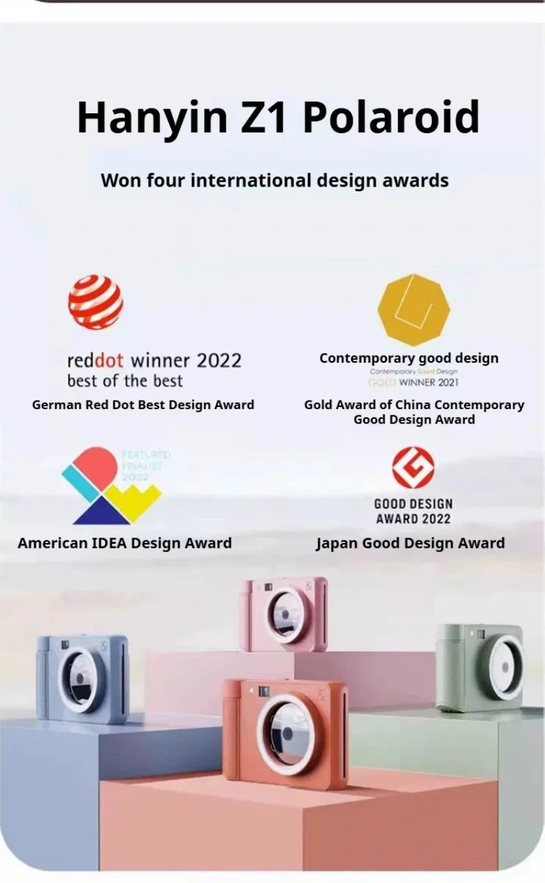 Z1  Polaroid cameras can use specialized photo paper and ribbon for color printing, with integrated sublimation function 48MP