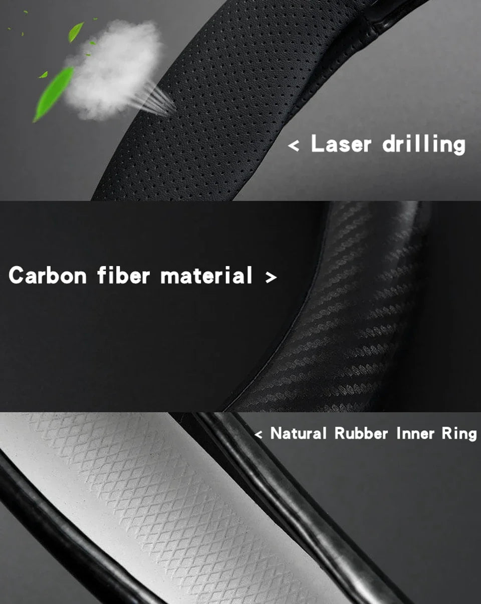 Universal Car Steering Wheel Cover. Carbon Fiber Leather Three-dimensional Anti Slip cover.