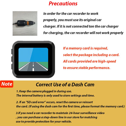 Dash Cam W/ IR Night Vision Loop Recording & 2" IPS Screen 1080P 3 Camera ， DVR recorder, video recorder, Vehicle DVR