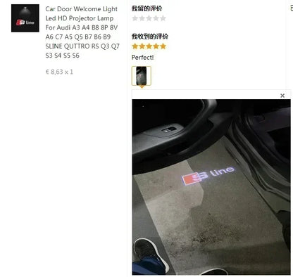 2/4Pcs Car Door Logo Light Led HD Projector Lamp For Audi A3 A4 B8 8P A6 C7 A5 Q5 B7 B6 B9 SLINE QUTTRO RS Q3 Q7 S3 S4 S5 S6 S8