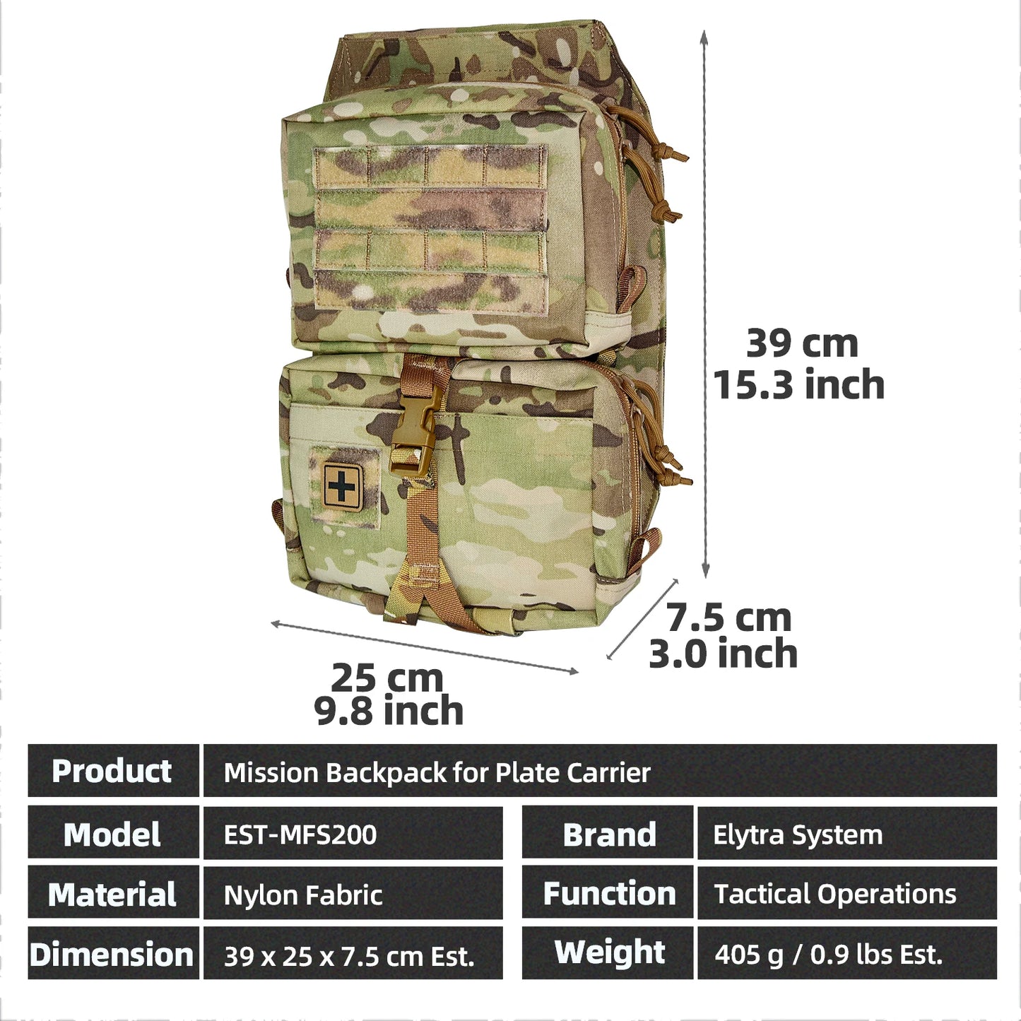 Tactical Vest Backboard Bag for Plate Carrier Quick Release Molle Detachable General Purpose Pouch Airsoft Huting Accessory