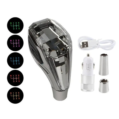 Crystal Multicolor LED Light Car Gear Shift Knob. Universal Modified Lever Handball