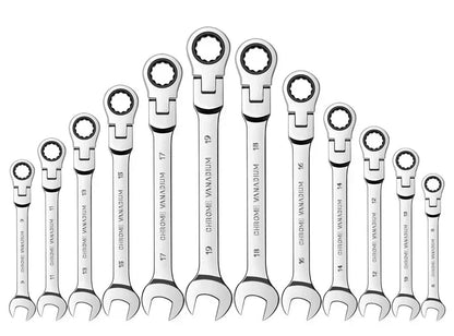 Car Flex Head Ratcheting Wrench Set- 8-17mm Metric Ratchet Combination Wrenches CrV Gear Spanner Ratchet Wrench Set Tools amagi