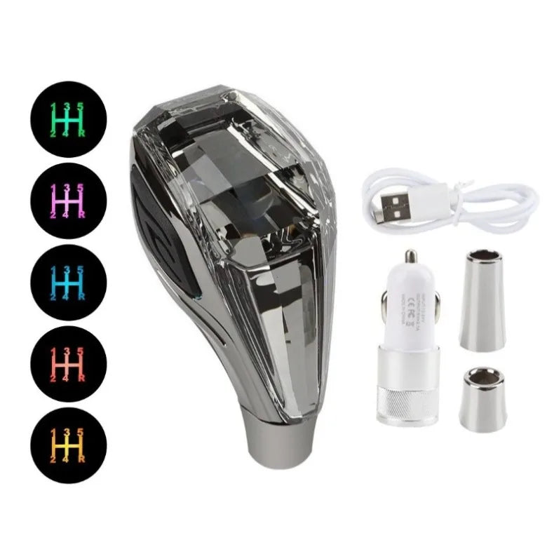 Crystal Multicolor LED Light Car Gear Shift Knob. Universal Modified Lever Handball