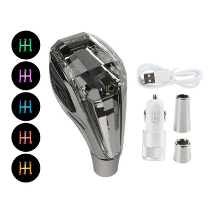 Crystal Multicolor LED Light Car Gear Shift Knob. Universal Modified Lever Handball