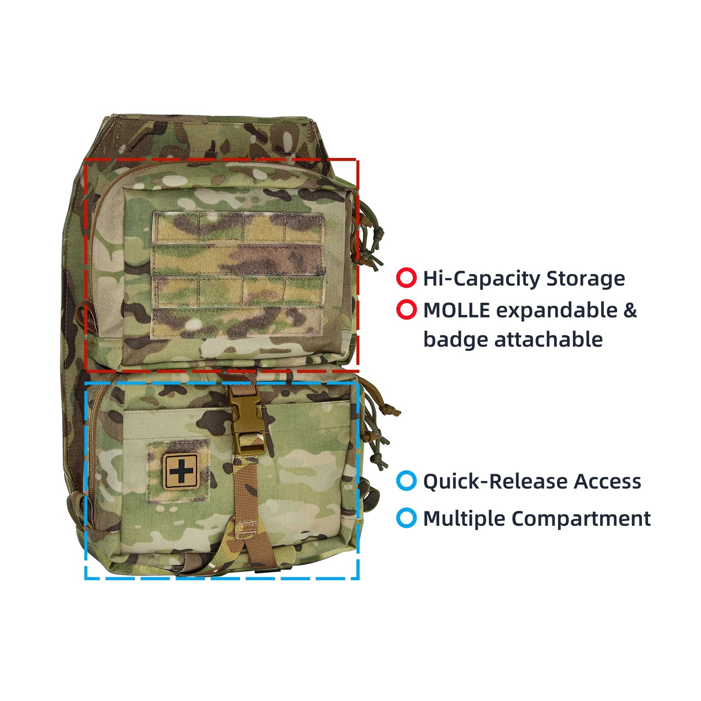 Tactical Vest Backboard Bag for Plate Carrier Quick Release Molle Detachable General Purpose Pouch Airsoft Huting Accessory