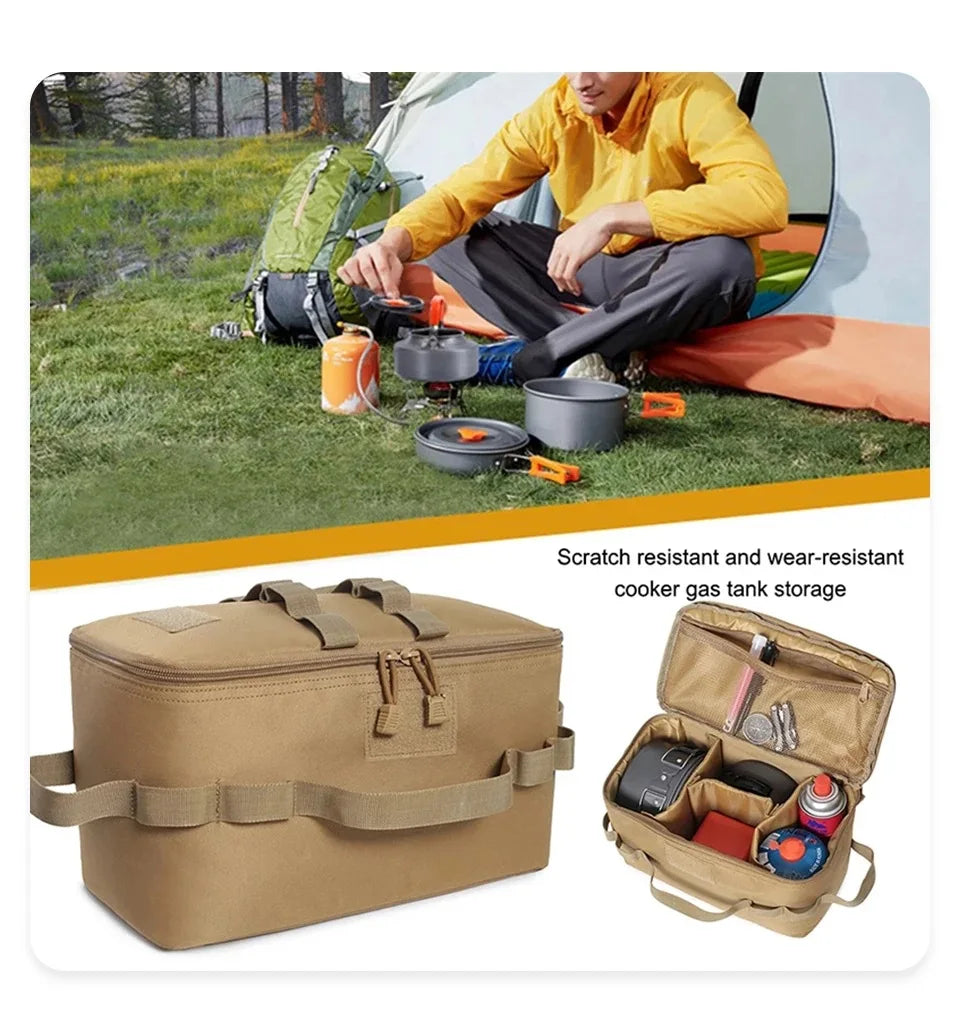 Outdoor Camping Gas Tank Storage Bag, Large Capacity Ground Nail Tool Bag, Gas Canister Picnic Cookware Utensils Kit Bag