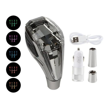 Crystal Multicolor LED Light Car Gear Shift Knob. Universal Modified Lever Handball