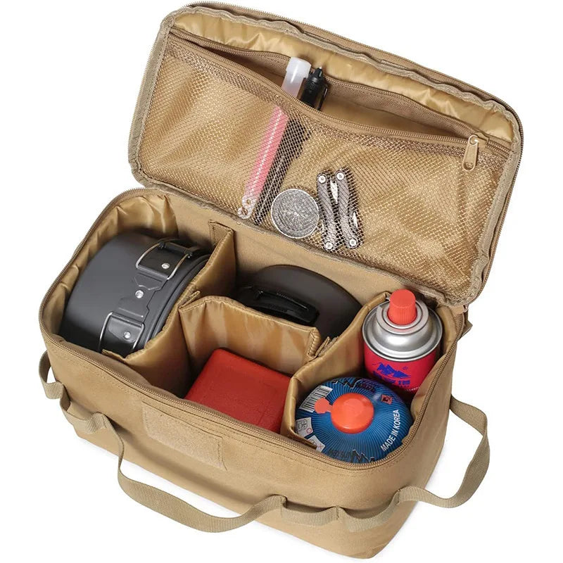 Outdoor Camping Gas Tank Storage Bag, Large Capacity Ground Nail Tool Bag, Gas Canister Picnic Cookware Utensils Kit Bag