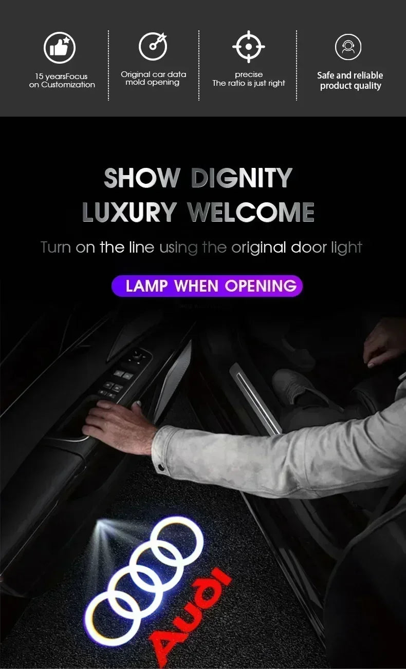 2/4Pcs Car Door Logo Light Led HD Projector Lamp For Audi A3 A4 B8 8P A6 C7 A5 Q5 B7 B6 B9 SLINE QUTTRO RS Q3 Q7 S3 S4 S5 S6 S8