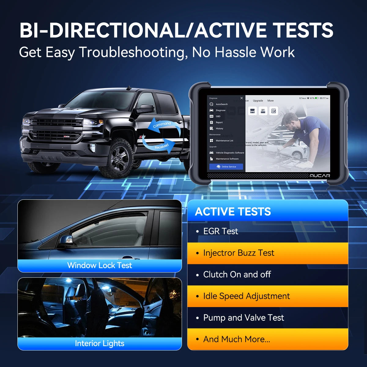 MUCAR 892BT Free AI CANFD DoIP Car Diagnostic Tools All System Auto Scan Tool ECU Coding Bi-Directional OBD2 Scanner 35 Resets