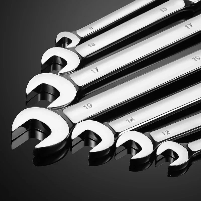 Car Flex Head Ratcheting Wrench Set- 8-17mm Metric Ratchet Combination Wrenches CrV Gear Spanner Ratchet Wrench Set Tools amagi