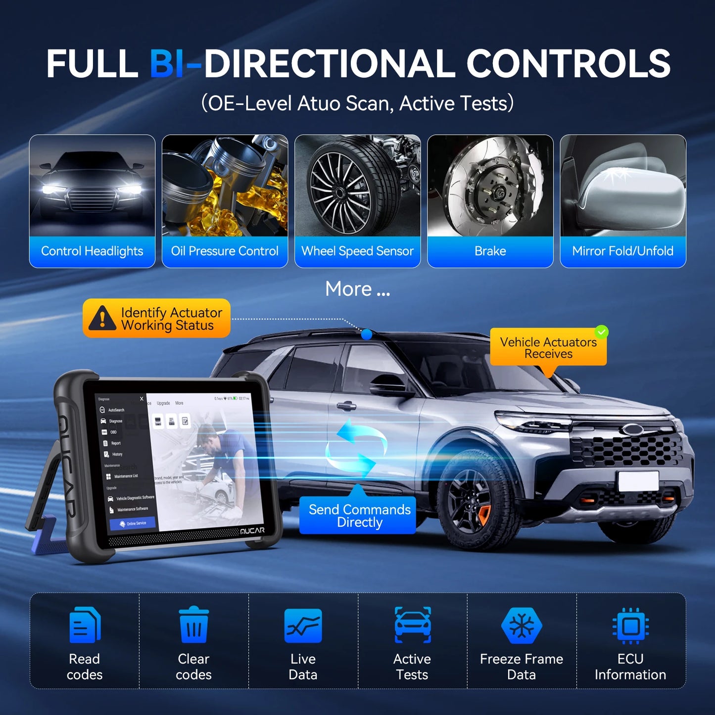 MUCAR 892BT Free AI CANFD DoIP Car Diagnostic Tools All System Auto Scan Tool ECU Coding Bi-Directional OBD2 Scanner 35 Resets