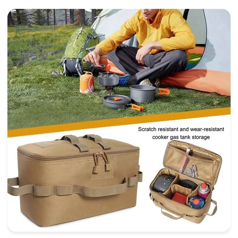 Outdoor Camping Gas Tank Storage Bag, Large Capacity Ground Nail Tool Bag, Gas Canister Picnic Cookware Utensils Kit Bag