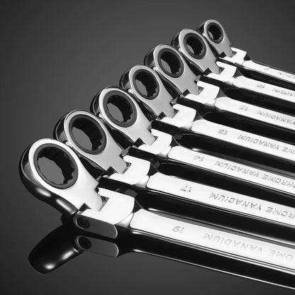Car Flex Head Ratcheting Wrench Set- 8-17mm Metric Ratchet Combination Wrenches CrV Gear Spanner Ratchet Wrench Set Tools amagi