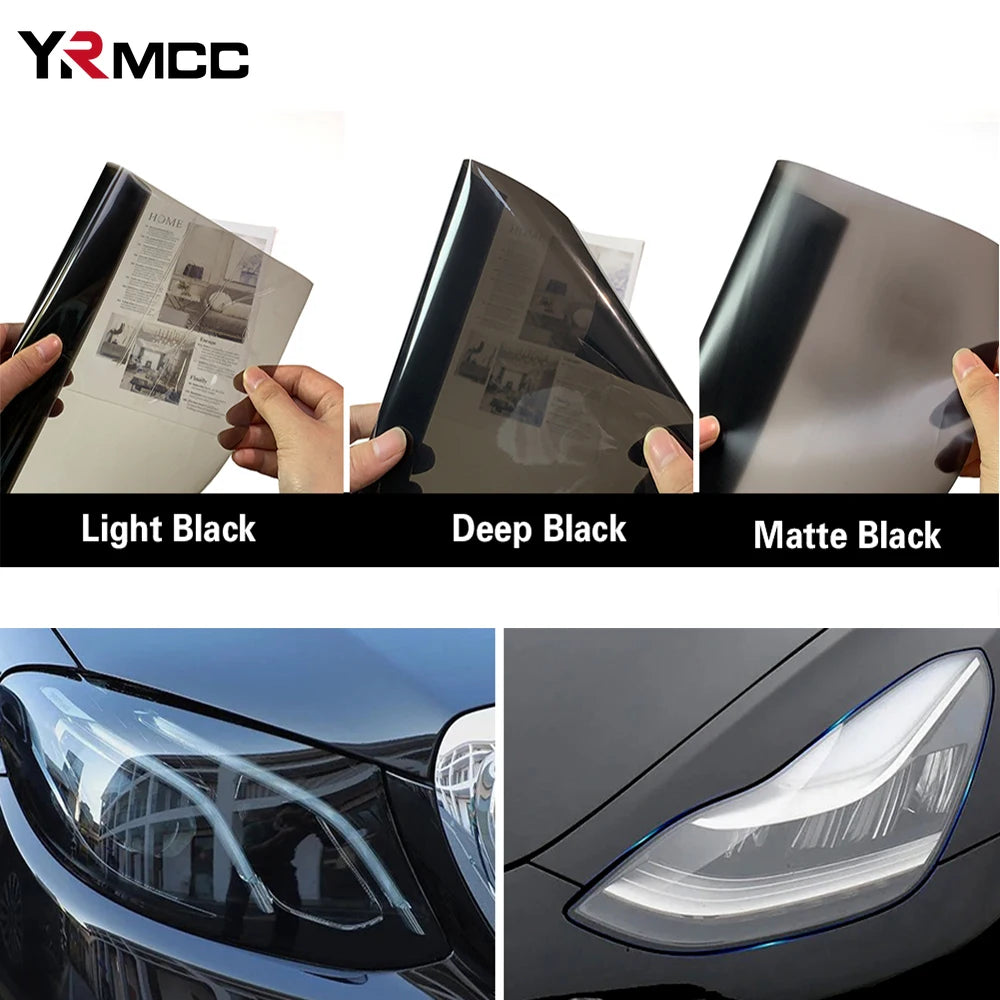Car Headlight Tint Vinyl Warp Smoke Black Taillight Waterproof Car Stickers Headlight Taillight Fog Light Tailing Lamp Stickers