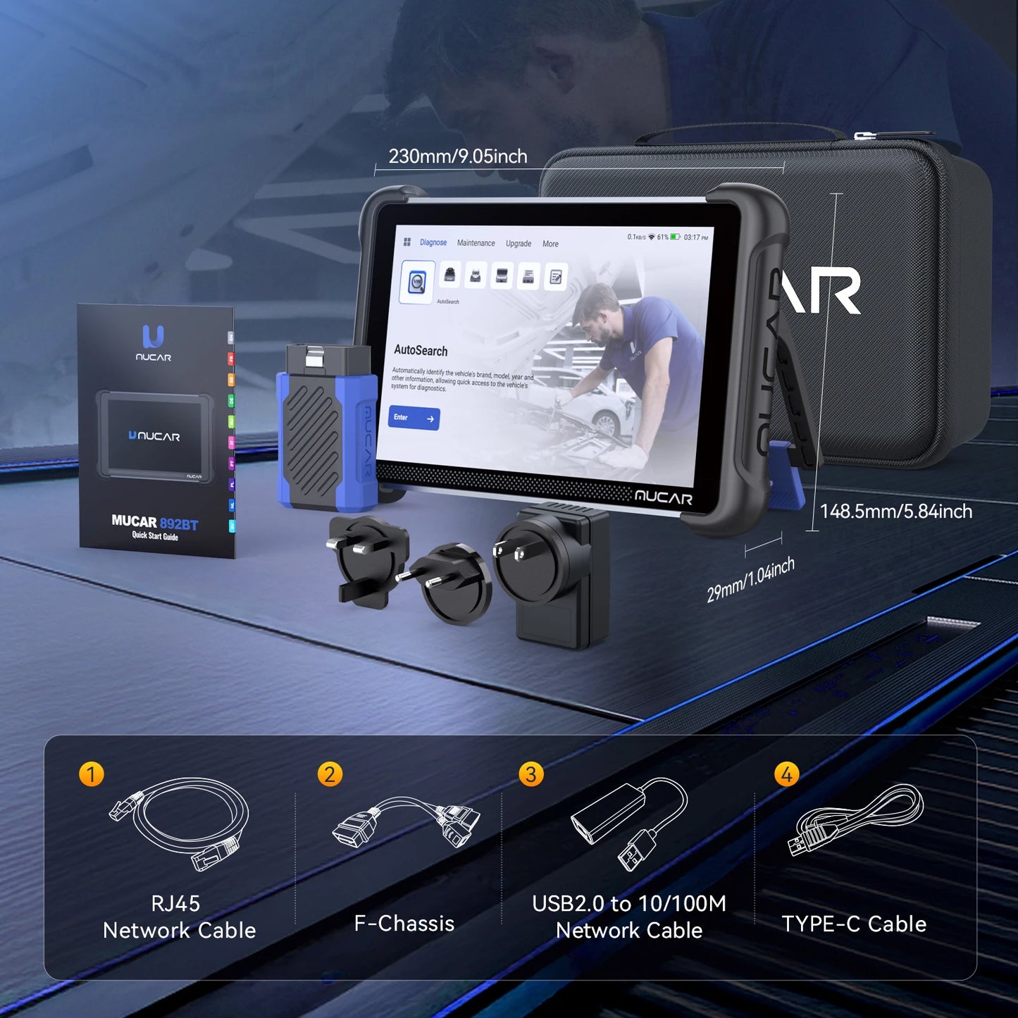 MUCAR 892BT Free AI CANFD DoIP Car Diagnostic Tools All System Auto Scan Tool ECU Coding Bi-Directional OBD2 Scanner 35 Resets