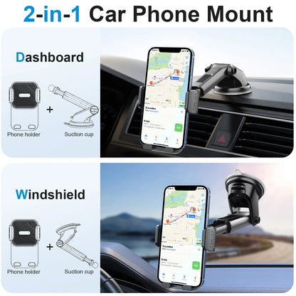 Car Phone Holder for Dashboard Windshield Acrylic Cellphone Mount Clip Support Stand for 4.7-7" Mobile Phone, Auto Accessories