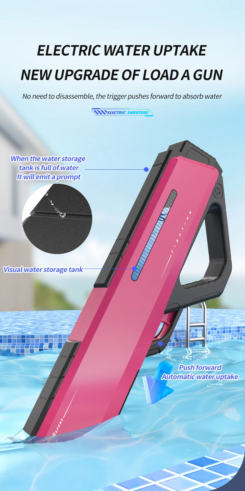 Automatically Water High Pressure Electric Water Gun Toys for Kids.