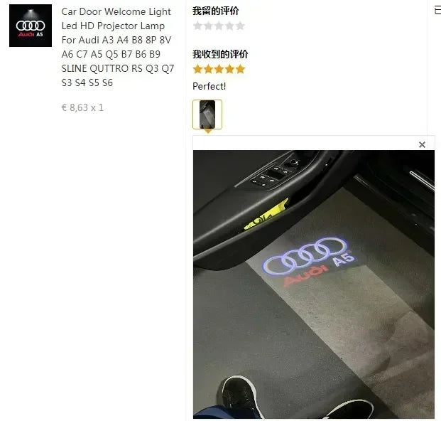 2/4Pcs Car Door Logo Light Led HD Projector Lamp For Audi A3 A4 B8 8P A6 C7 A5 Q5 B7 B6 B9 SLINE QUTTRO RS Q3 Q7 S3 S4 S5 S6 S8