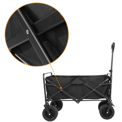 Collapsible Folding Utility Beach Wagon Cart. Heavy Duty, Large Capacity Fold Wagon Outdoor Trolley and Portable Camping Cart Table