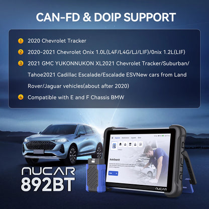 MUCAR 892BT Free AI CANFD DoIP Car Diagnostic Tools All System Auto Scan Tool ECU Coding Bi-Directional OBD2 Scanner 35 Resets
