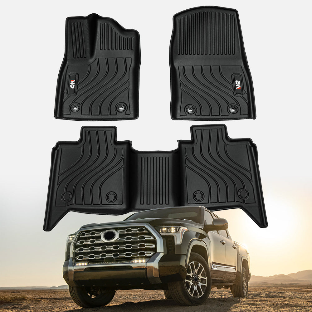 All-Weather TPE Front And Rear Row Floor Liners Floor Mats Fit For Toyota Tundra CrewMax Cab 2022-2025, Custom Fit Tundra Car Mats