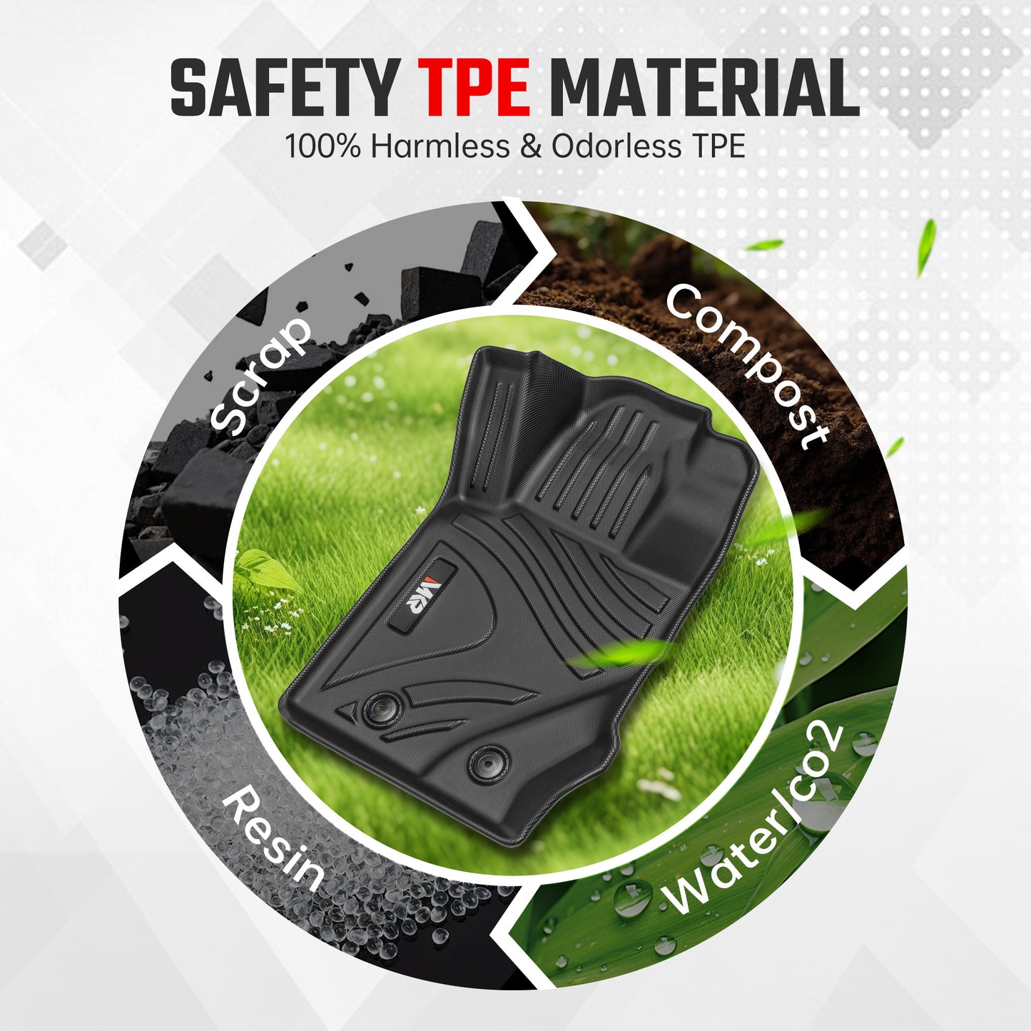 Car Floor Mats For 2021-2023 Ford Bronco 4 Doors 3D TPE All-Weather Floor Mats, Full Set Interior Car Accessories- Not Fit 2 Doors Version