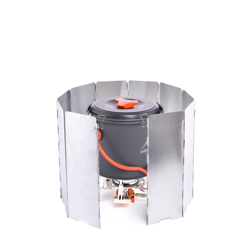 Widesea Camping Stove Accessories With Box Outdoor Wind Deflector 9 Pieces Of 10 Pieces Foldable Aluminum Wind Deflector