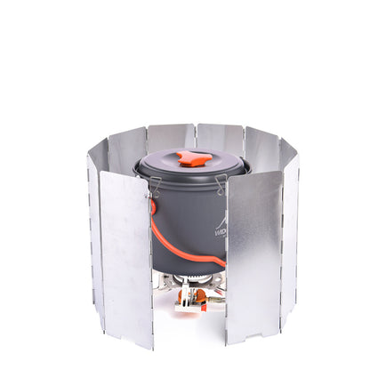 Widesea Camping Stove Accessories With Box Outdoor Wind Deflector 9 Pieces Of 10 Pieces Foldable Aluminum Wind Deflector