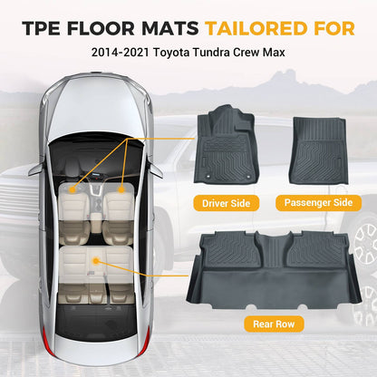 All Weather Car Floor Mats For 2014-2021 Tundra Double Cab Crew Max Cab